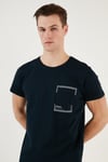 Bisiklet Yaka Pamuklu Slim Fit Erkek T Shirt 541REWORK LACİVERT