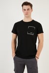 Bisiklet Yaka Pamuklu Slim Fit Erkek T Shirt 541REWORK SİYAH