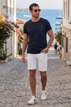 Bisiklet Yaka Pamuklu Slim Fit Erkek T Shirt 541QUINT LACİVERT