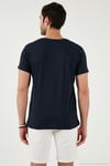 Bisiklet Yaka Pamuklu Slim Fit Erkek T Shirt 541QUINT LACİVERT
