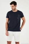 Bisiklet Yaka Pamuklu Slim Fit Erkek T Shirt 541QUINT LACİVERT
