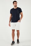 Bisiklet Yaka Pamuklu Slim Fit Erkek T Shirt 541QUINT LACİVERT