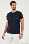 Bisiklet Yaka Pamuklu Slim Fit Erkek T Shirt 541QUINT LACİVERT