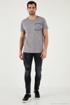 Bisiklet Yaka Pamuklu Slim Fit Erkek T Shirt 541REWORK AÇIK GRİ