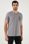 Bisiklet Yaka Pamuklu Slim Fit Erkek T Shirt 541QUINT AÇIK GRİ