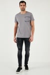 Bisiklet Yaka Pamuklu Slim Fit Erkek T Shirt 541REWORK AÇIK GRİ