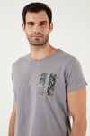 Bisiklet Yaka Pamuklu Slim Fit Erkek T Shirt 541QUINT AÇIK GRİ