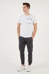Bisiklet Yaka Pamuklu Slim Fit Erkek T Shirt 541REWORK BEYAZ