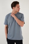 Bisiklet Yaka Tek Cepli Pamuklu Oversize Erkek T Shirt 5902305 MAVİ