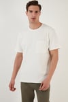 Bisiklet Yaka Tek Cepli Pamuklu Oversize Erkek T Shirt 5902305 EKRU