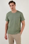 Bisiklet Yaka Tek Cepli Pamuklu Oversize Erkek T Shirt 5902305 ELMA YEŞİLİ