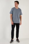 Bisiklet Yaka Tek Cepli Pamuklu Oversize Erkek T Shirt 5902305 MAVİ