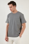 Bisiklet Yaka Tek Cepli Pamuklu Oversize Erkek T Shirt 5902305 AÇIK HAKİ