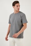 Bisiklet Yaka Tek Cepli Pamuklu Oversize Erkek T Shirt 5902305 AÇIK HAKİ