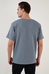 Bisiklet Yaka Tek Cepli Pamuklu Oversize Erkek T Shirt 5902305 MAVİ