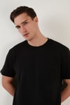 Bisiklet Yaka Tek Cepli Pamuklu Oversize Erkek T Shirt 5902305 SİYAH