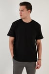 Bisiklet Yaka Tek Cepli Pamuklu Oversize Erkek T Shirt 5902305 SİYAH