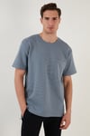Bisiklet Yaka Tek Cepli Pamuklu Oversize Erkek T Shirt 5902305 MAVİ