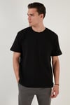 Bisiklet Yaka Tek Cepli Pamuklu Oversize Erkek T Shirt 5902305 SİYAH
