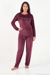 Bisiklet Yaka Yumuşak Dokulu Parlak Kadife Kadın Pijama Takımı 6094209 MÜRDÜM
