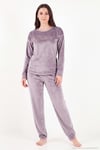 Bisiklet Yaka Yumuşak Dokulu Parlak Kadife Kadın Pijama Takımı 6094209 LİLA