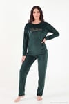 Bisiklet Yaka Yumuşak Dokulu Parlak Kadife Kadın Pijama Takımı 6094209 NEFTİ