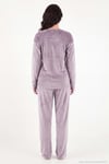 Bisiklet Yaka Yumuşak Dokulu Parlak Kadife Kadın Pijama Takımı 6094209 LİLA