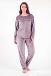 Bisiklet Yaka Yumuşak Dokulu Parlak Kadife Kadın Pijama Takımı 6094209 LİLA