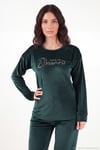 Bisiklet Yaka Yumuşak Dokulu Parlak Kadife Kadın Pijama Takımı 6094209 NEFTİ