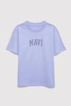 Bol Rahat Kesim % 100 Pamuk Bisiklet Yaka Kız Çocuk T Shirt 7610467-70545 LİLA