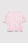 Bol Rahat Kesim Kalpli % 100 Pamuk Bisiklet Yaka Kız Çocuk T Shirt 7610400-71007 PEMBE