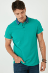 Buratti % 100 Pamuk Düğmeli Regular Fit Erkek Polo Yaka T Shirt 5902134 YEŞİL