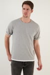 Buratti % 100 Pamuk Regular Fit Bisiklet Yaka Erkek T Shirt 5902515 GRİ MELANJ