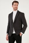 Buratti 6 Drop Çift Yırtmaçlı Kırçıllı Slim Fit Blazer Erkek Ceket 6601030 SİYAH