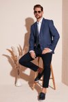 Buratti 6 Drop Çift Yırtmaçlı Klasik Blazer Comfort Fit Erkek Ceket 216VİTALE İNDİGO