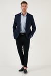 Buratti 6 Drop Çift Yırtmaçlı Slim Fit Blazer Erkek Ceket 659004 KOYU LACIVERT