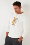 Buratti Baskı Detaylı Pamuklu Kapüşonlu Slim Fit Erkek Sweat 5905236 EKRU