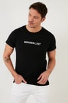 Buratti Baskılı % 100 Pamuk Bisiklet Yaka Slim Fit Erkek T Shirt 541MINIMALIST SİYAH
