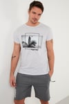 Buratti Baskılı % 100 Pamuk Bisiklet Yaka Slim Fit Erkek T Shirt 541PERFECTWAVE AÇIK GRİ