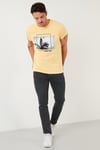 Buratti Baskılı % 100 Pamuk Bisiklet Yaka Slim Fit Erkek T Shirt 541PERFECTWAVE SARI