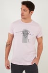 Buratti Baskılı % 100 Pamuk Bisiklet Yaka Slim Fit Erkek T Shirt 541MARTİNA AÇIK PEMBE