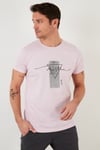 Buratti Baskılı % 100 Pamuk Bisiklet Yaka Slim Fit Erkek T Shirt 541MARTİNA AÇIK PEMBE