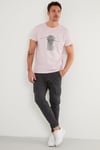 Buratti Baskılı % 100 Pamuk Bisiklet Yaka Slim Fit Erkek T Shirt 541MARTİNA AÇIK PEMBE