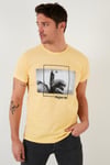 Buratti Baskılı % 100 Pamuk Bisiklet Yaka Slim Fit Erkek T Shirt 541PERFECTWAVE SARI