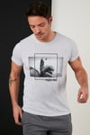 Buratti Baskılı % 100 Pamuk Bisiklet Yaka Slim Fit Erkek T Shirt 541PERFECTWAVE AÇIK GRİ