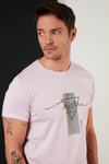 Buratti Baskılı % 100 Pamuk Bisiklet Yaka Slim Fit Erkek T Shirt 541MARTİNA AÇIK PEMBE