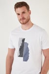 Buratti Baskılı Bisiklet Yaka % 100 Pamuk Slim Fit Erkek T Shirt 646B3920 BEYAZ