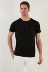 Buratti Baskılı Bisiklet Yaka % 100 Pamuk Slim Fit Erkek T Shirt 541FORYOU SİYAH