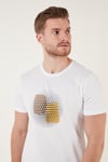 Buratti Baskılı Bisiklet Yaka % 100 Pamuk Slim Fit Erkek T Shirt 646B3950 BEYAZ