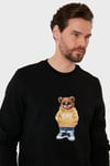 Buratti Baskılı Pamuk Karışımlı Regular Fit Bisiklet Yaka Erkek Sweat 6141002B SİYAH